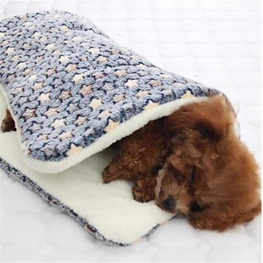 Soft Coral Fleece Blanket Bed - Warm Winter Mat for Dogs & Cats