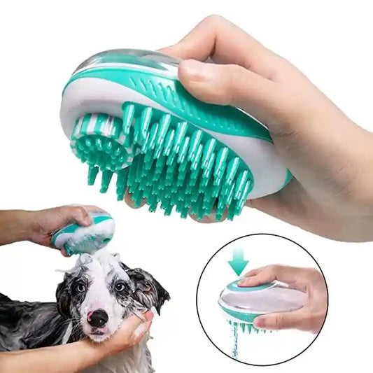 2-in-1 pet bath brush with soft bristles for dogs and cats