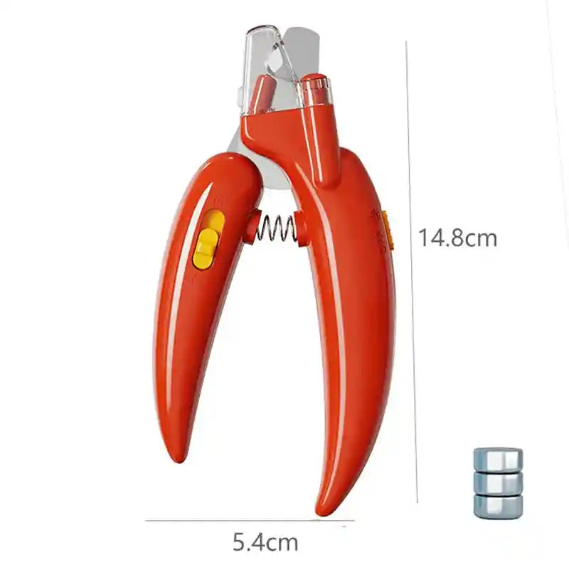 Red pet nail clippers with LED light