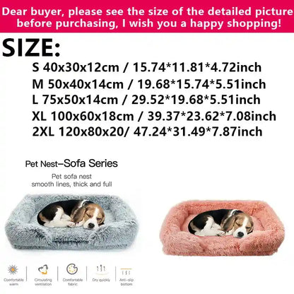 Plush Winter Dog Bed: Thickened Square Kennel with Removable Pad for All Dogs!