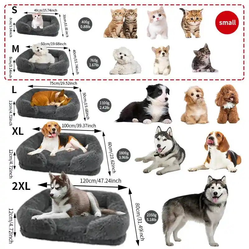 Plush Winter Dog Bed: Thickened Square Kennel with Removable Pad for All Dogs!