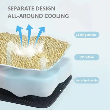 Cooling rattan bed layers with anti-slip base