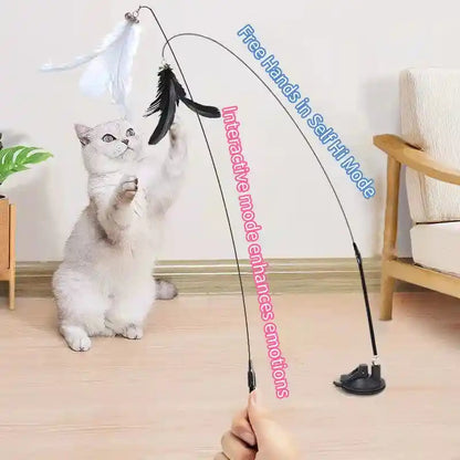 Interactive Cat Toy - Hands-Free Teaser Wand with Suction Cup