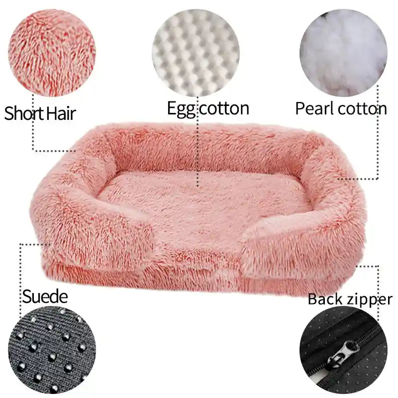 Plush Winter Dog Bed: Thickened Square Kennel with Removable Pad for All Dogs!