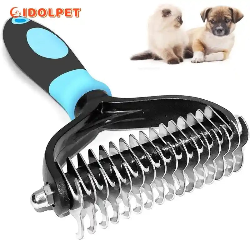 Professional Pet Deshedding Brush – 2-Sided Dematting Comb for Dogs and Cats