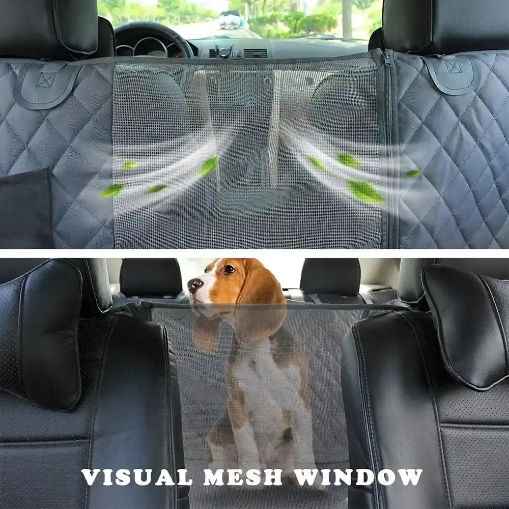 Dog car seat cover with visual mesh window