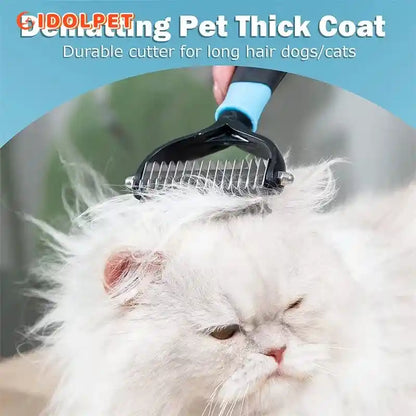 Professional Pet Deshedding Brush – 2-Sided Dematting Comb for Dogs and Cats