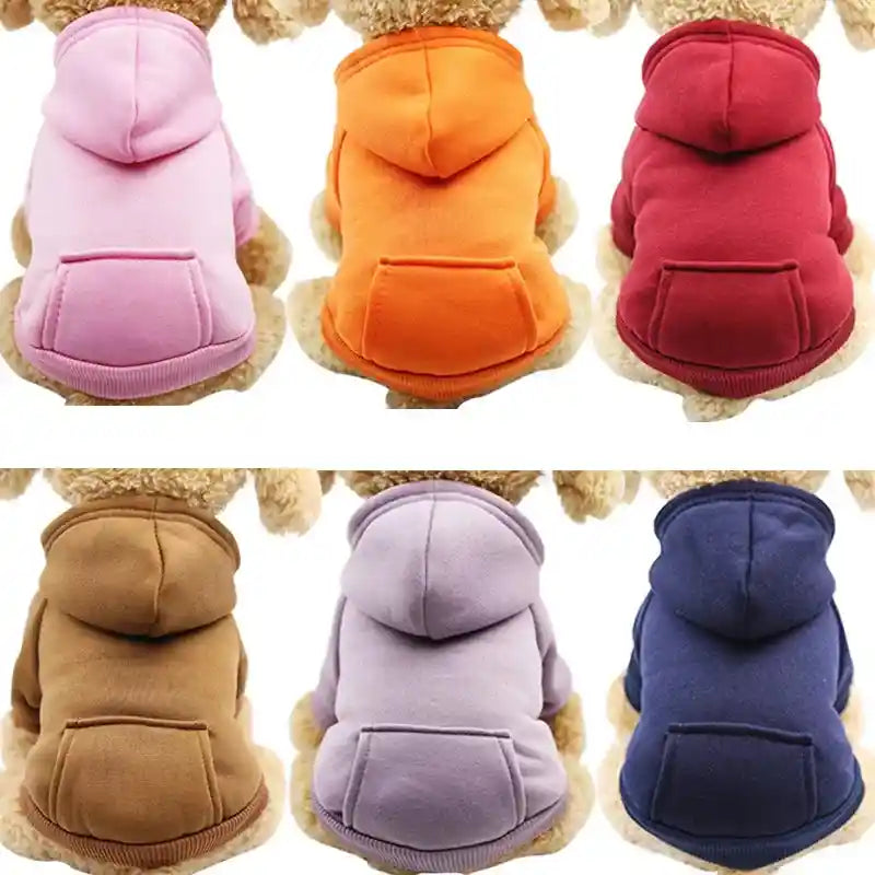 Colorful dog hoodies for small dogs, stylish and warm.