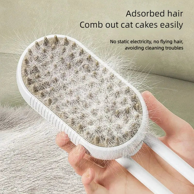 Pet Steam Brush – 3-in-1 Cat & Dog Grooming Tool with Steamy Spray, Massage, and Hair Removal