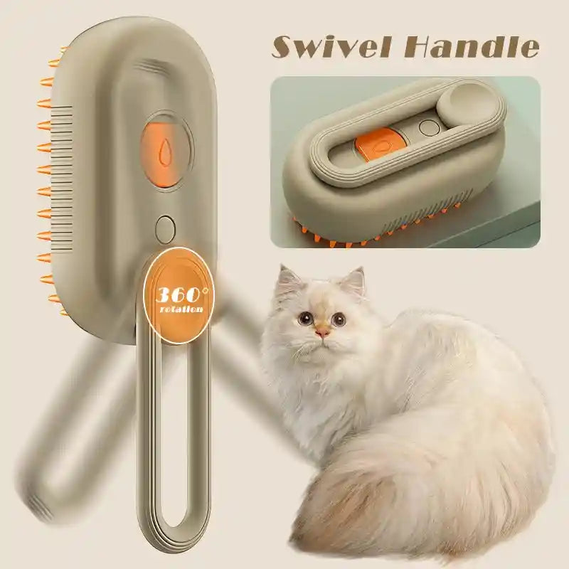 Pet Steam Brush – 3-in-1 Cat & Dog Grooming Tool with Steamy Spray, Massage, and Hair Removal