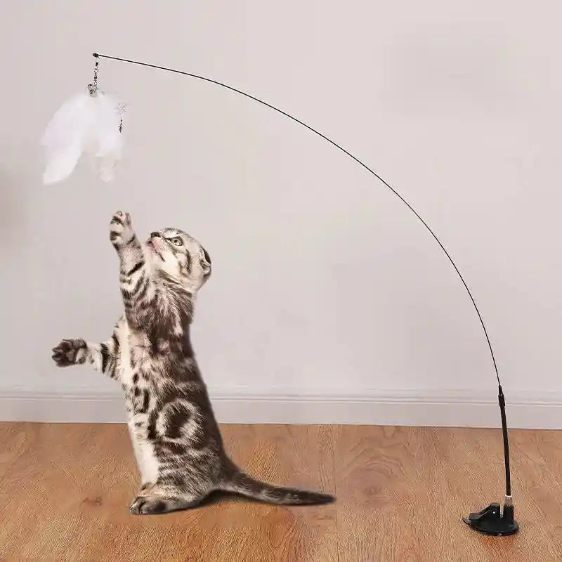 Interactive Cat Toy - Hands-Free Teaser Wand with Suction Cup