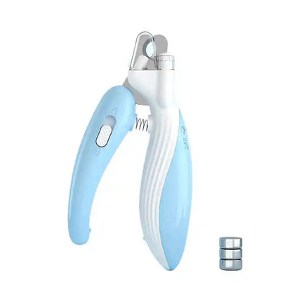 Blue pet nail clippers with LED light