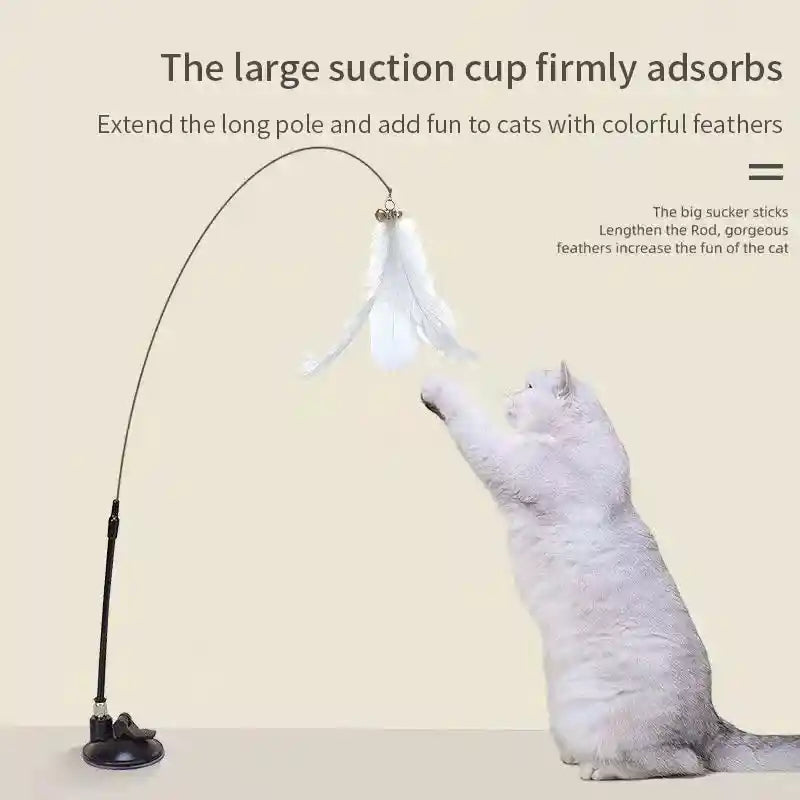 Interactive Cat Toy - Hands-Free Teaser Wand with Suction Cup