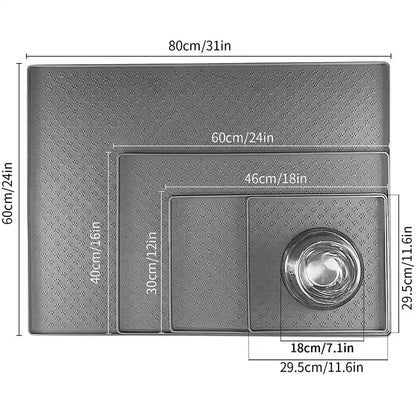 Size dimensions of silicone pet feeding mats in three sizes