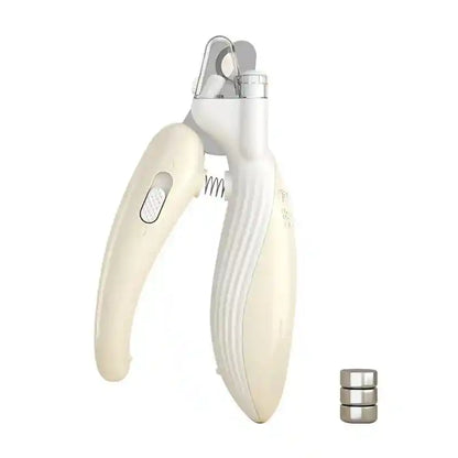 White pet nail clippers with LED light