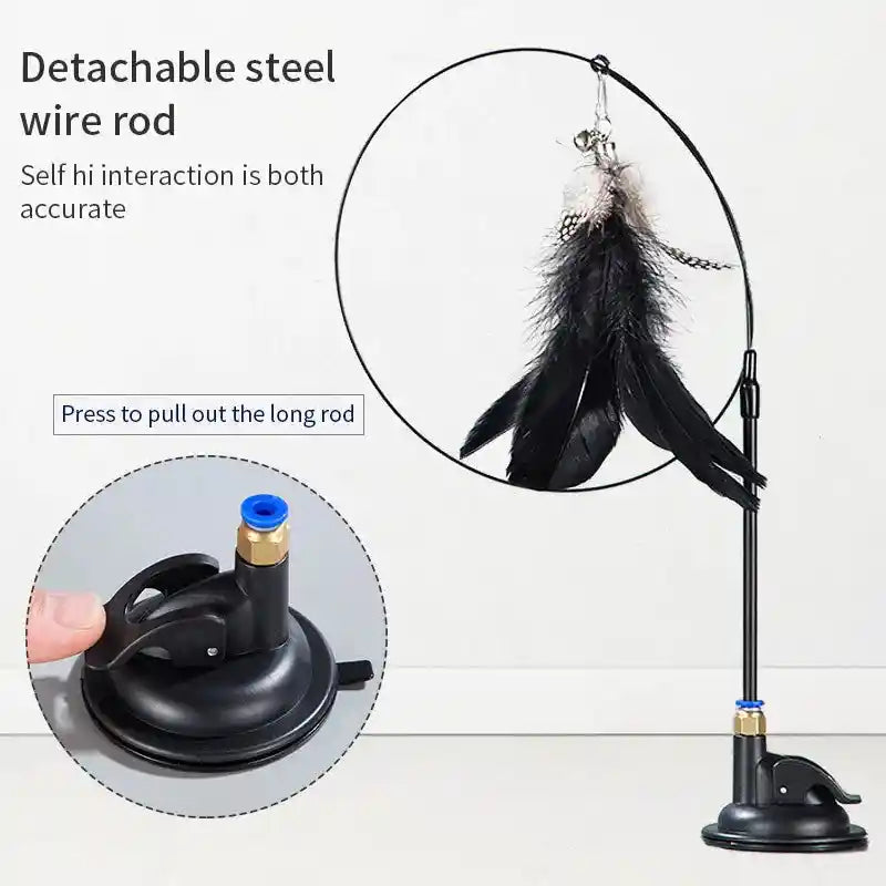 Interactive Cat Toy - Hands-Free Teaser Wand with Suction Cup