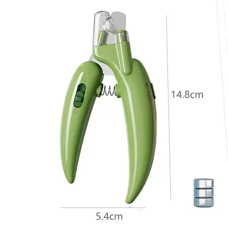 Green pet nail clippers with LED light