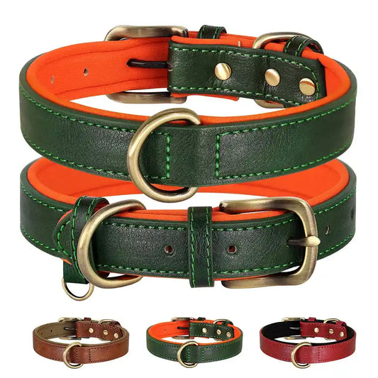 PU Leather Dog Collar – Soft Padded Adjustable Necklace for Small to Medium Dogs