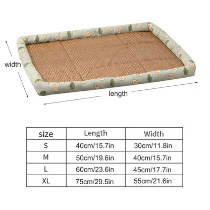 Rattan bed size chart with dimensions