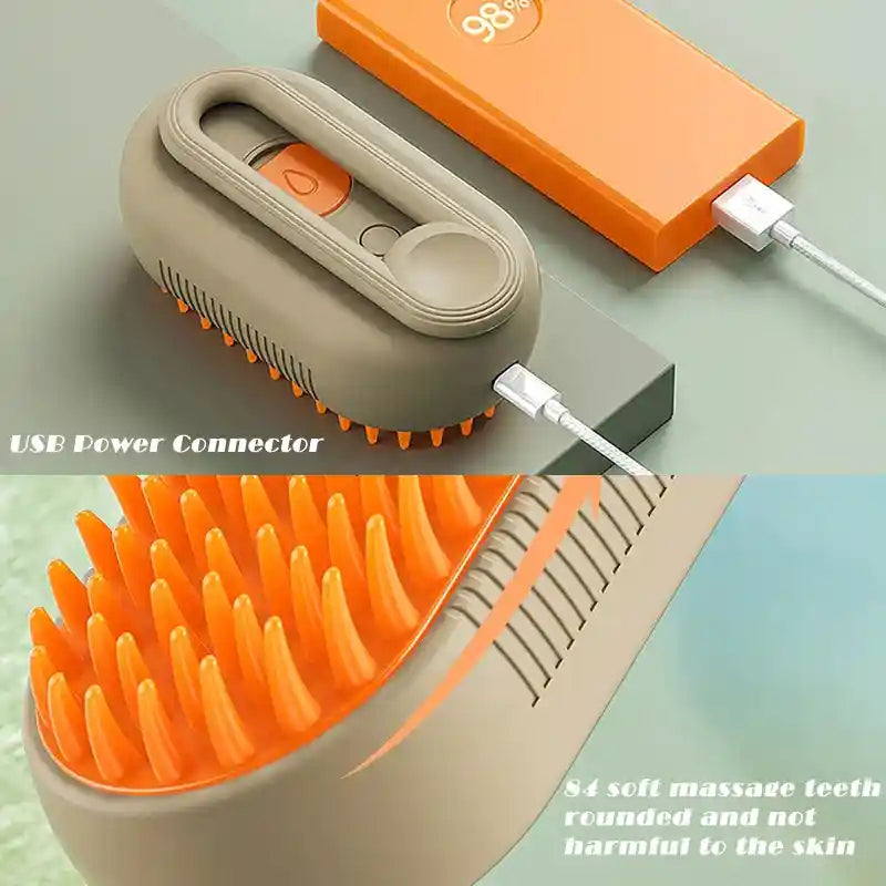 Pet Steam Brush – 3-in-1 Cat & Dog Grooming Tool with Steamy Spray, Massage, and Hair Removal