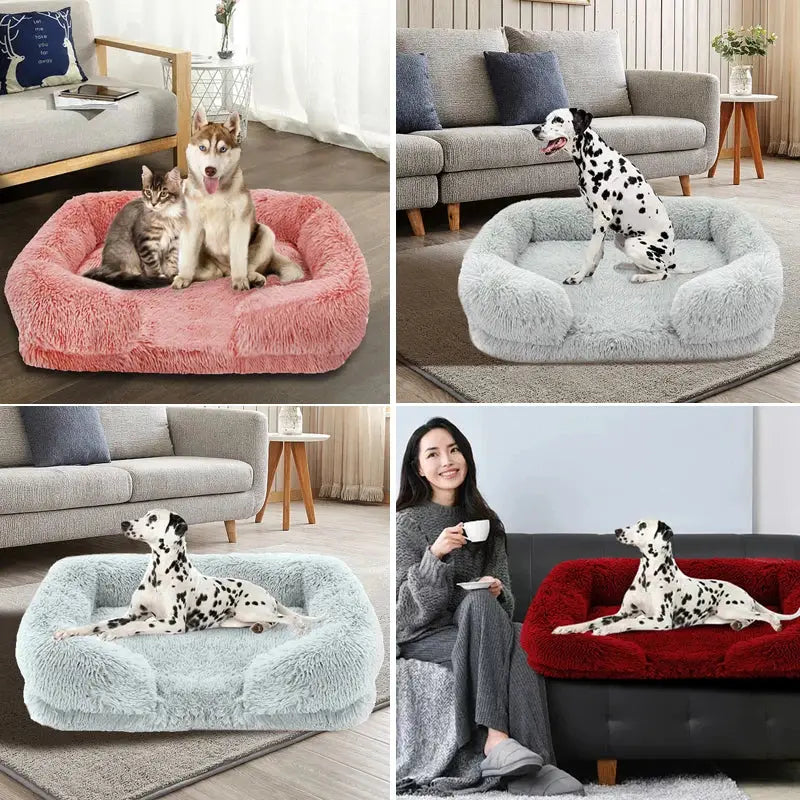 Plush Winter Dog Bed: Thickened Square Kennel with Removable Pad for All Dogs!