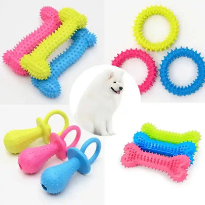 Rubber Chew Toy for Small Dogs - Bite-Resistant & Teeth Cleaning