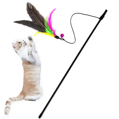 Funny Kitten Cat Teaser Interactive Toy Rod: Endless Fun for Your Feline Friends!