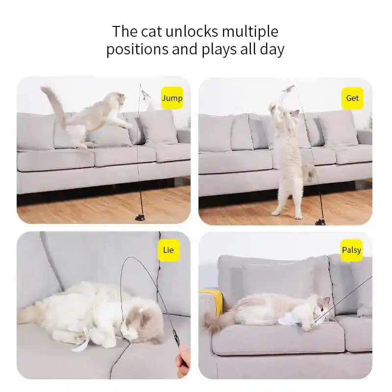 Interactive Cat Toy - Hands-Free Teaser Wand with Suction Cup