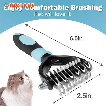 Professional Pet Deshedding Brush – 2-Sided Dematting Comb for Dogs and Cats