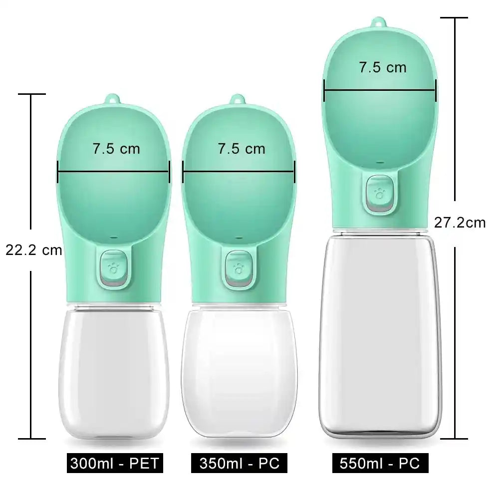 Portable dog water bottle size comparison