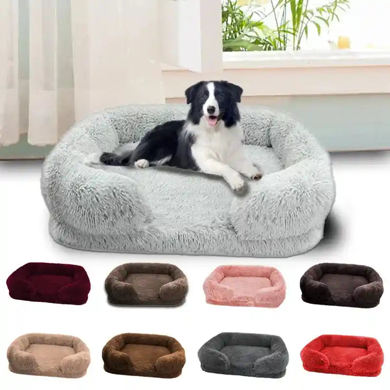 Plush Winter Dog Bed: Thickened Square Kennel with Removable Pad for All Dogs!